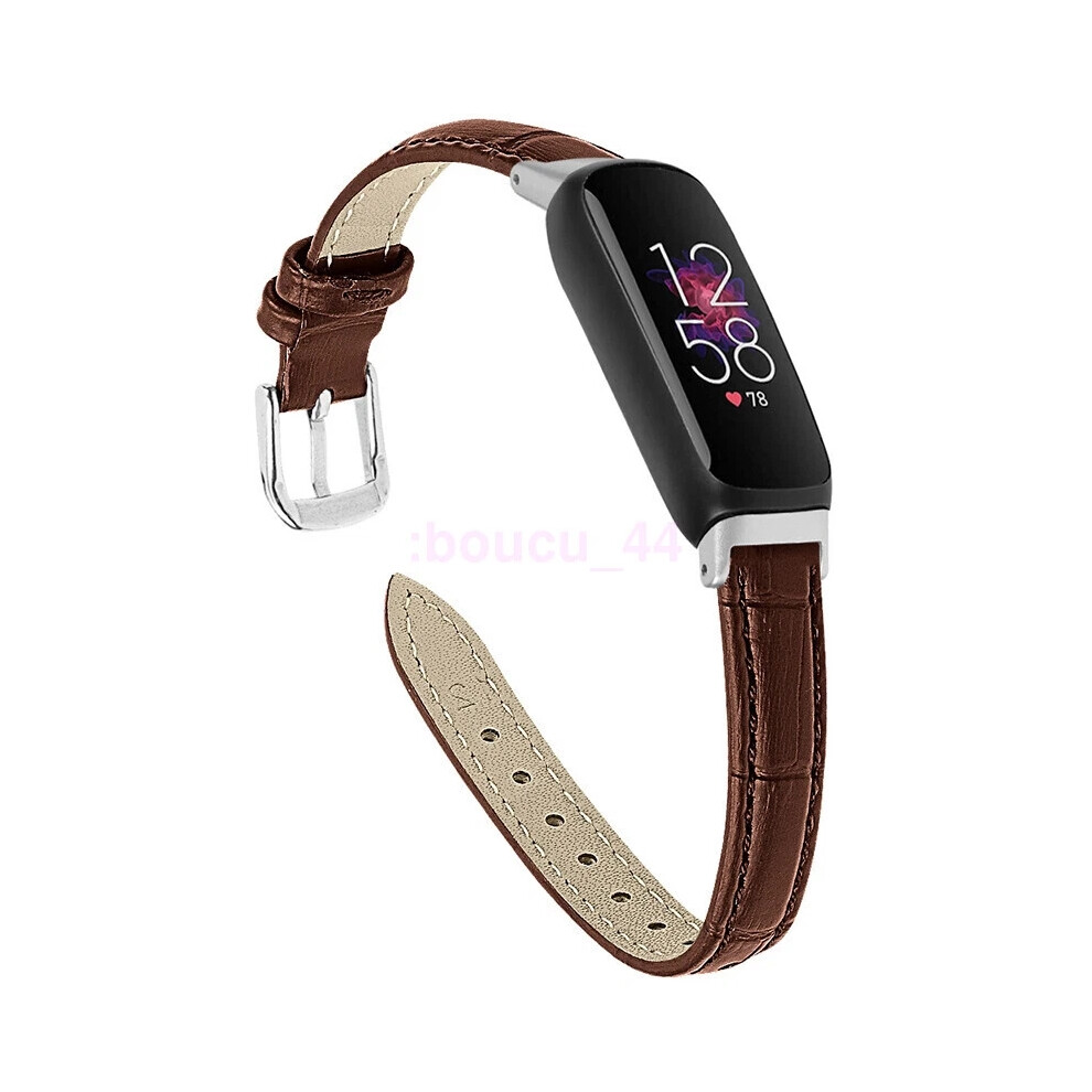 (Brown) Replacement Strap For Fitbit Inspire 3 Luxury Genuine Leather Wristband Band Hot Brown 6963793596126