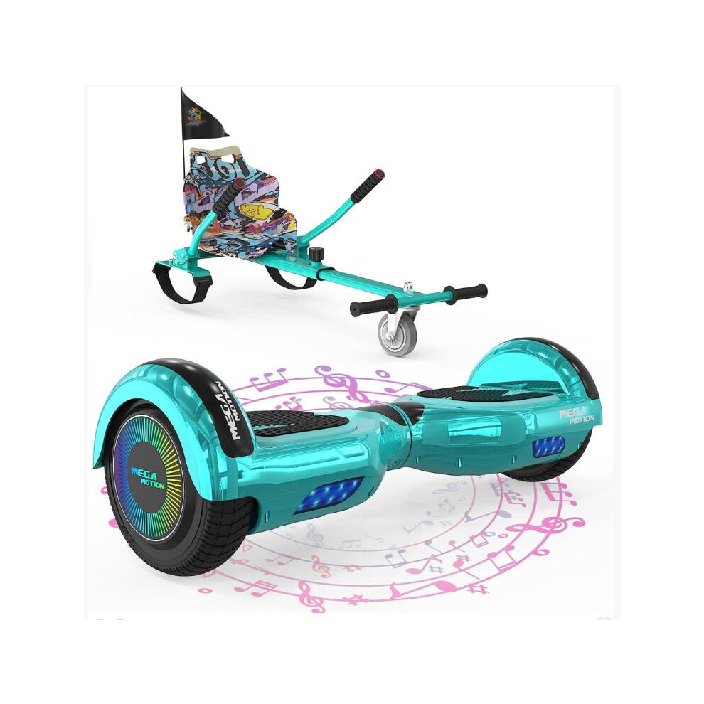 Mega Motion (Green) 6.5'' E Scooter Led Hoverboard With Go-Kart Segway Green