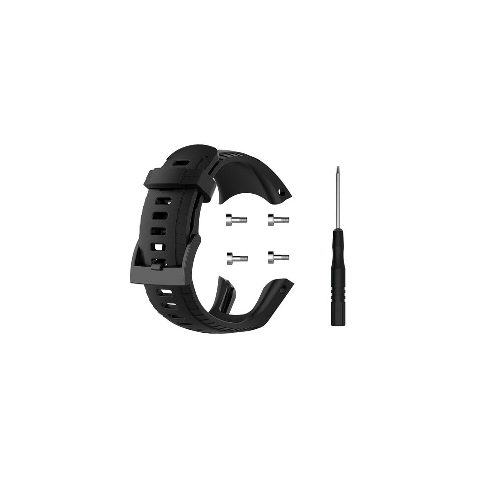 (Black) Silicone Band Strap For Suunto 5 Replacement Wristband Sports Watch Bracelet Black 6963793596768