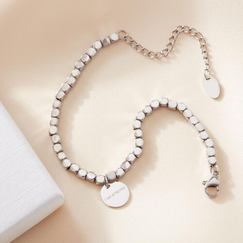 (Default) 'I am strong' Engraved Tennis Bracelet 1