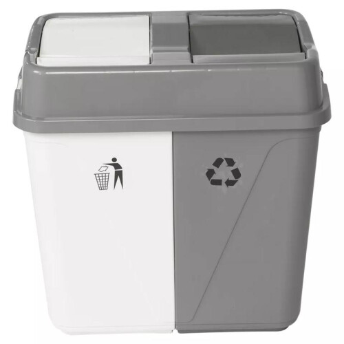 (White) 100L Still Dou Recycling Bin with Base Connectors Kitchen
