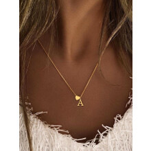 (Golden, K) Letter & Heart Charm Pendant Necklace for Women, Classic Initial Necklace Jewelry for Girls Gift, Fashion Jewelry for Party, Daily Clothing Decor