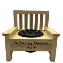 (Nan) Wooden Bench With Black Grave Insert Flower Holder Pot Memorial Vase Tribute Ornament decor