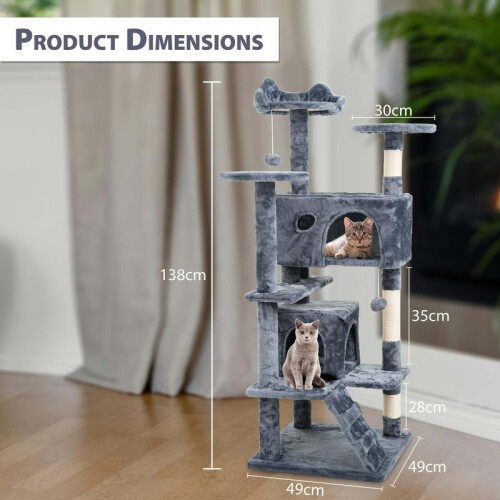 (Default) Large Cat Tree Activity Centre Multilevel Scratching Post 138cm Climbing Tower 2