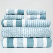 (Coffee Brown, 2 towels & 2 bath towels & 4 hand towels) Striped Pattern Bathroom Towel Set, 1 Set Bath Towel & Hand Towel & Face Towel, Microfiber Bath Towel, Super Absorbent Towel