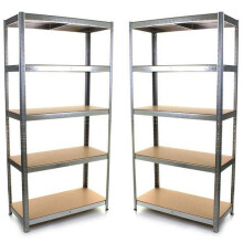 (SET OF 2) Crystals 5-Tier Stainless Steel Storage Shelves Unit with MDF Board, 90 x 40 x 180cm, Boltless Assembly
