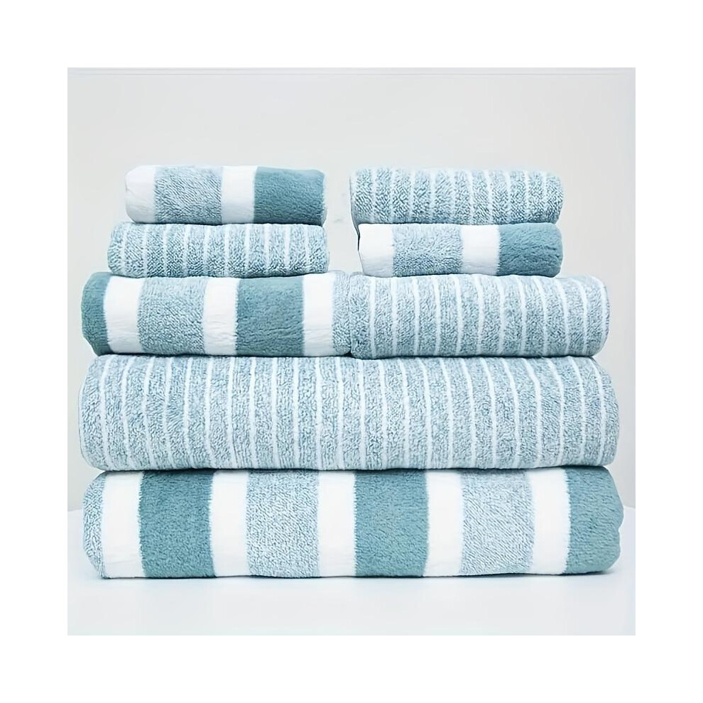 (Gray., 2 towels & 2 bath towels & 4 hand towels) Striped Pattern Bathroom Towel Set, 1 Set Bath Towel & Hand Towel & Face Towel, Microfiber Bath Towe-image-OPC-PHGN75J-NEW
