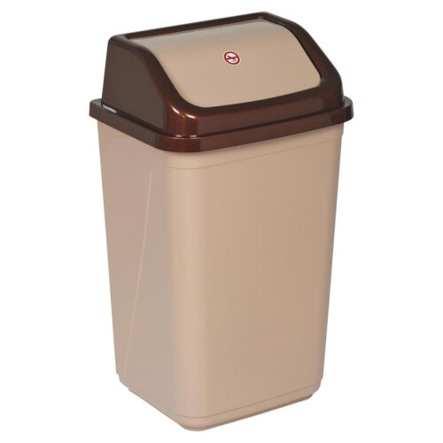 (Brown) 50L Plastic Recycling Bins with Swing Lids Smooth
