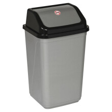 (Black) 50L Plastic Recycling Bins with Swing Lids Smooth