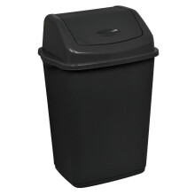 (Black) 30 Litre Swing Top Bin in Black or Silver, 30L Compact Sturdy Plastic Bin with Swing Top Lid for Small Spaces, Under Sink or Cupboard Waste Bin