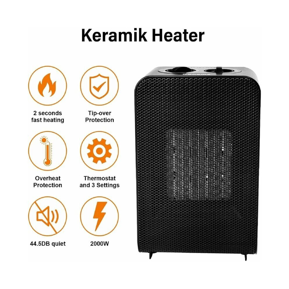 Mini radiateur soufflant en céramique à économie d'énergie avec chauffage rapide en 2 secondes, anti-basculement