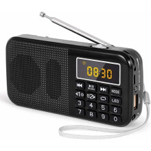 Radio portatile, radio FM con batteria ricaricabile ad alta capacità (3000 mAh), supporto MP3 / SD / USB / AUX,