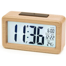 Sveglia digitale, sveglia digitale in legno con modulo sensore, orologio da tavolo con grande schermo,