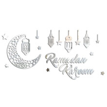 Eid Ramadan Kareem Nálepka na stenu Lantern Star Moon Akrylová zrkadlová nálepka pre islamskú moslimskú