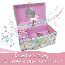 Joyero infantil UNIQ con bailarina musical (Unicornio) - Verde menta