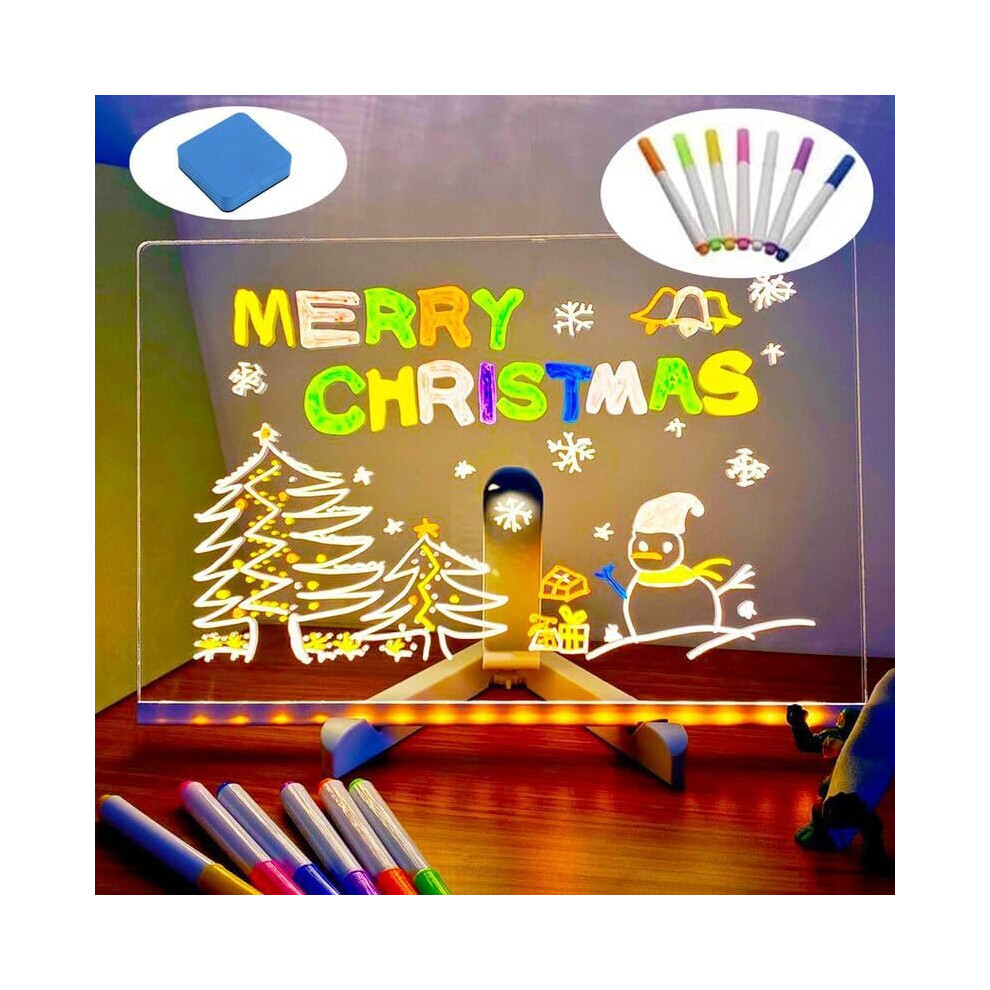 Tableau Lumineux Message LED 30x20cm Double Face - Acrylique Essuyable Avec Support Réglable
