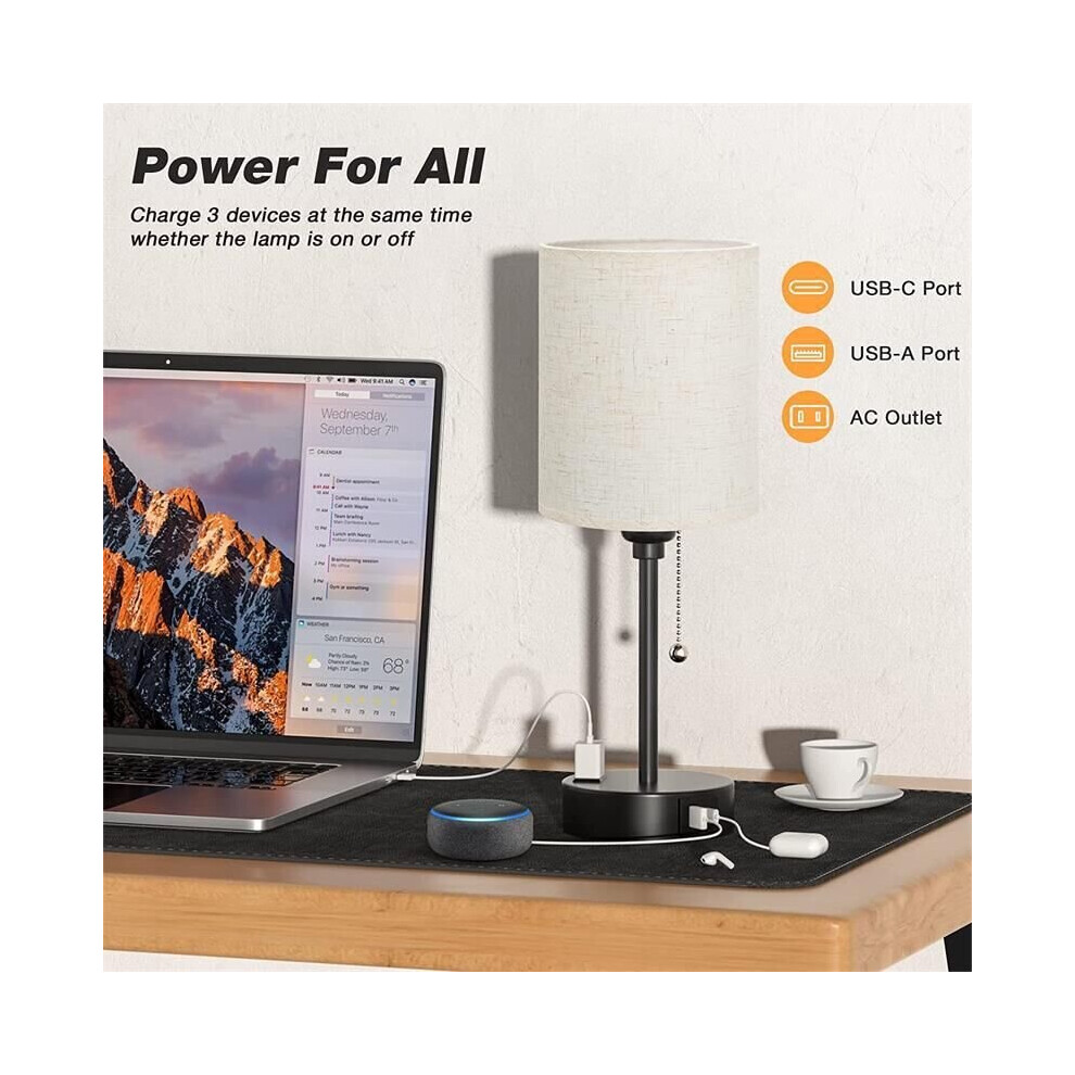 Lampes de table 3 températures de couleur : 2 700 K, 3 500 K, 5 000 K, lampes de chevet avec ports USB C et A,
