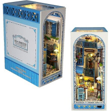 Juego de rincón de libros DIY, rompecabezas de madera 3D, decoración con luz cálida, 100 % nuevo