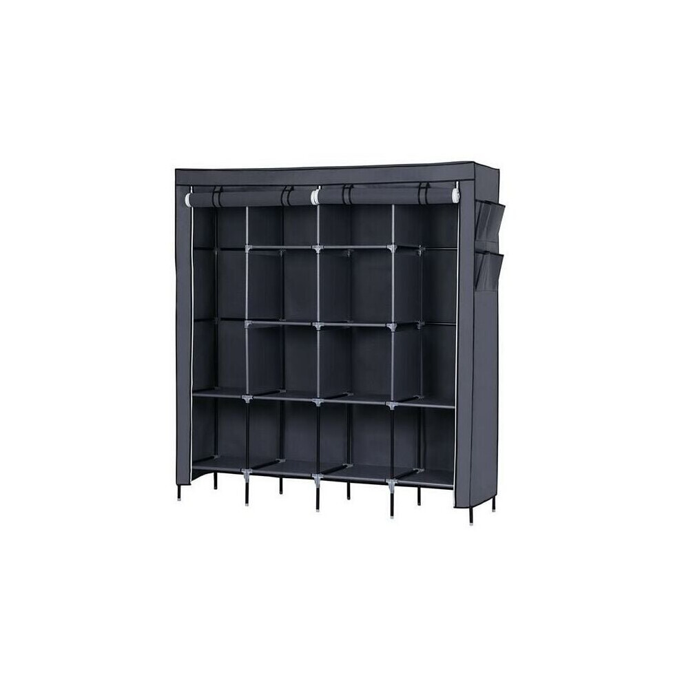 Armoire de rangement en tissu portable pour chambre d'adulte, gris, 4 niveaux, 12 cubes, 169,5 x 44 x
