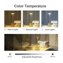 Luminária de mesa LED sem fio recarregável, luz moderna com bateria de 1800 mAh, 3 temperaturas de cor,