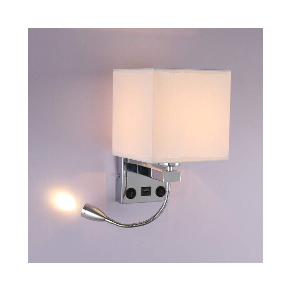 Applique murale de chevet flexible USB LED, lampe de lecture, bras pivotant, support E27, veilleuse murale (ampoules)