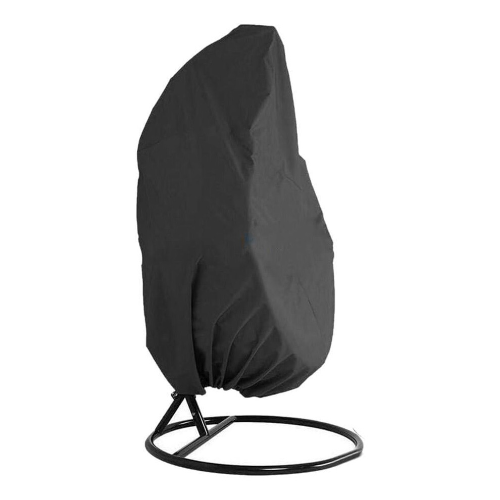 Balançoire d'extérieur suspendue en rotin noir, coquille d'œuf, 190 x 115 cm