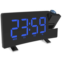 Despertador de projeção, rádio-despertador digital com carregador USB, escurecimento de alcance total