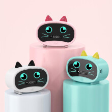 Doppia sveglia con altoparlante Bluetooth e vivavoce, design a forma di gatto bianco