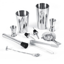 Cocktail 10-osainen cocktailsetti, baarisetti, shaker 700ml - Ruostumaton teräs 700 700 700 hopea