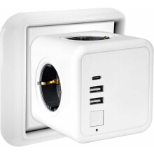 Useita USB-lähtöjä, Cube Wall Power Strip 4 pistorasiaa 2 USB-virtalähteellä, 1 Type C -portti, 7 in