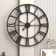 Grande orologio da parete in ferro in stile retrò, silenzioso, a batteria, con numeri romani, decorazione per