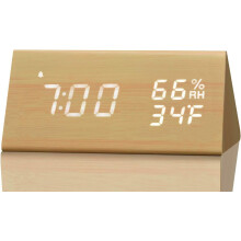 Sveglia digitale con display elettronico a LED in legno