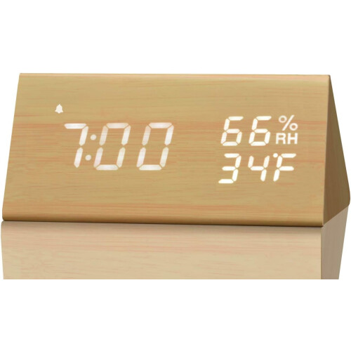 Sveglia digitale con display elettronico a LED in legno