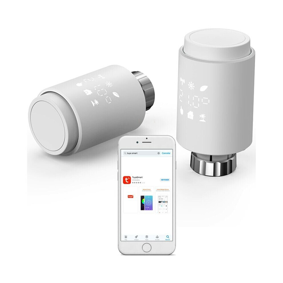 Thermostat de radiateur connecté - Tête thermostatique connectée programmable, compatible avec Alexa, Google Assistant,