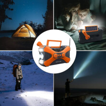 Radio di emergenza solare da 10000 mAh, radio portatile a manovella AM/FM/NOAA, radio meteorologica con caricabatterie