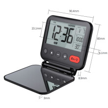 Sveglia da viaggio Mini orologio digitale portatile LCD con calendario illuminato 12/24 ore Temperatura Specchio