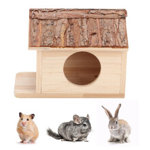 Casa grande de madeira para hamster, ninho seguro para animais pequenos, esquilo, coelho, porquinho-da-índia,