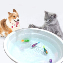 Peixe robô interativo nadador, brinquedo para cães e gatos, com luz LED, brinquedo elétrico mágico ativado