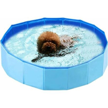 Piscina dobrável para cães, banheira para cães, azul