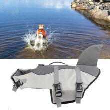 Chaleco salvavidas de lona con diseño de tiburón y esponja, impermeable, para mascotas, para nadar, para perros