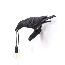 Luminária de parede italiana moderna Seletti Bird, preta e branca, em resina L