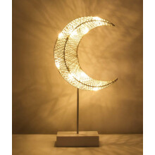 Candeeiro de mesa decorativo a pilhas, LED em forma de lua ao lado da cama