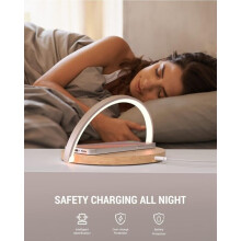Luz noturna com carregador sem fio, luminária de mesa sensível ao toque, luz noturna LED com carregador