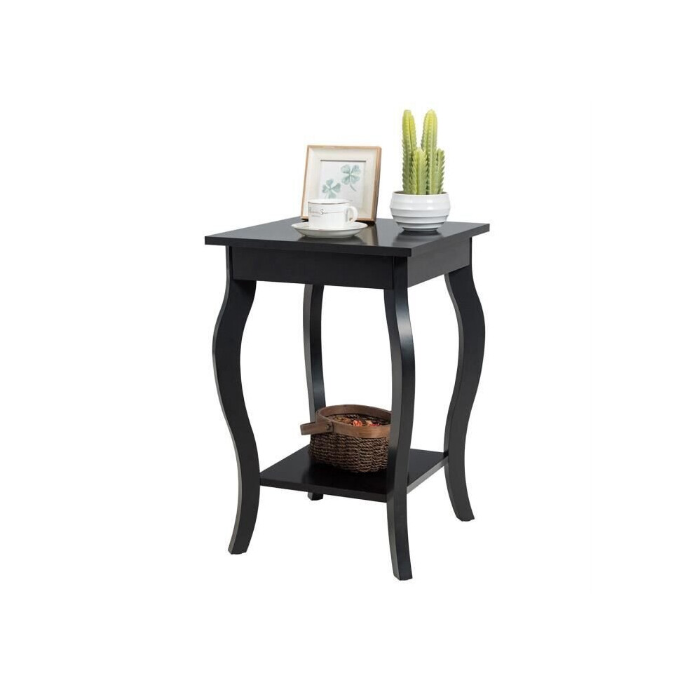 Table d'appoint COSTWAY 2 niveaux, table carrée avec pieds antidérapants pour chambre, salon, 40 x 40 x 60 cm,