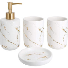set di accessori da bagno in ceramica con dispenser di sapone, barattoli, portasapone (bianco)