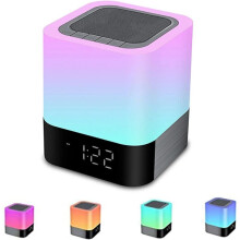 Alto-falante Bluetooth portátil, alto-falante Bluetooth luminoso, luz noturna LED, controle por toque,