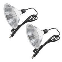 2 peças. Suporte para lâmpada de réptil, braçadeira para luz, com refletor de alumínio removível, plugue