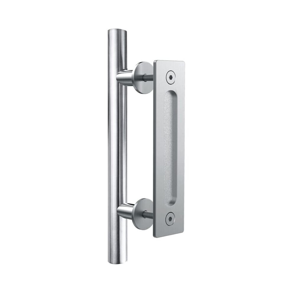 Poignée de porte coulissante Poignée de porte en acier inoxydable double face, argent 30 cm