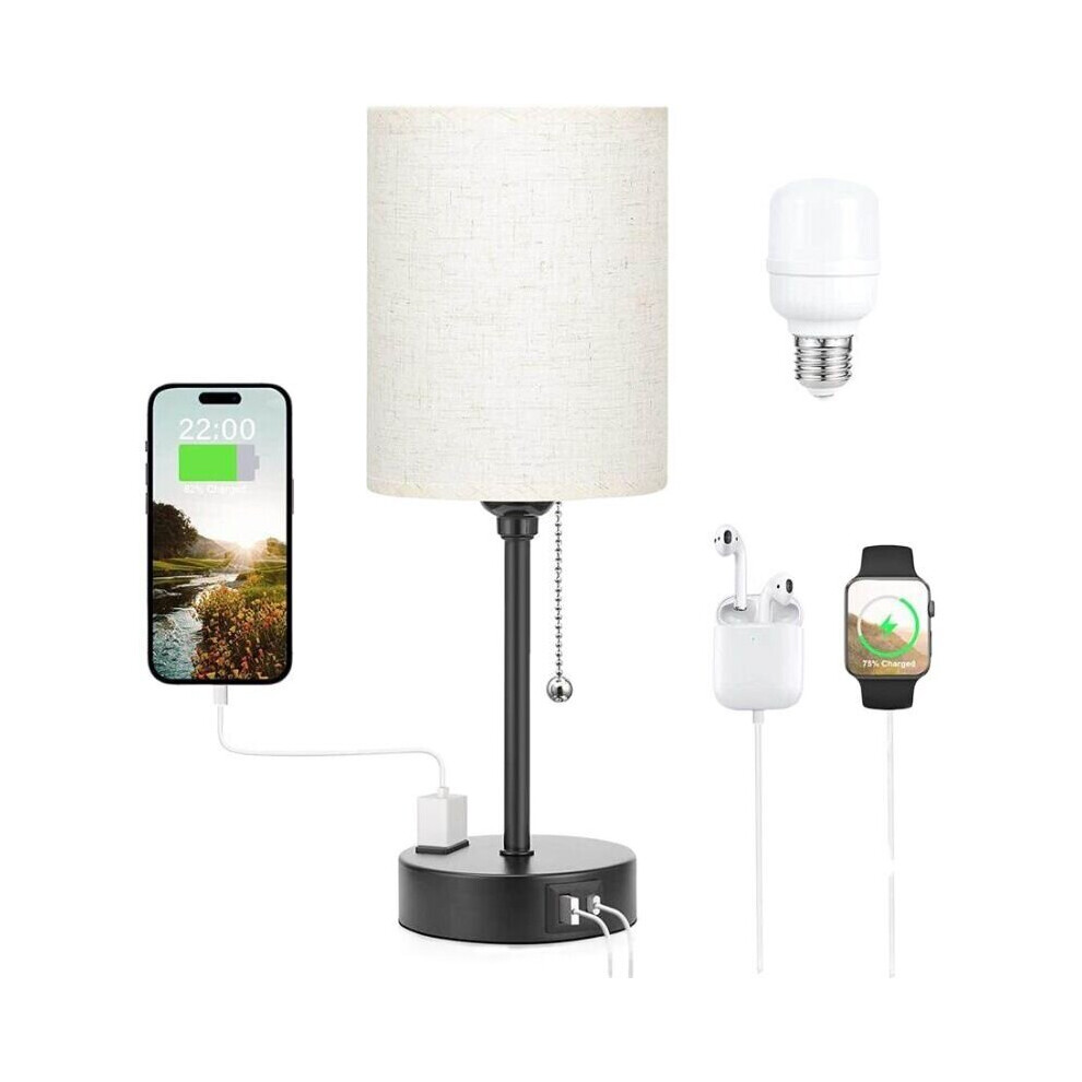 Lampes de table 3 températures de couleur : 2 700 K, 3 500 K, 5 000 K, veilleuses avec ports USB C et A, lampes
