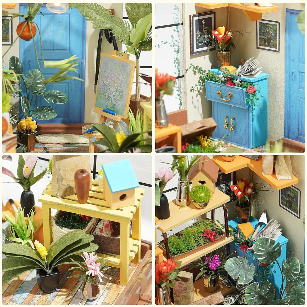 Ensemble de meubles miniatures en bois pour maison de poupée DIY, mini serre